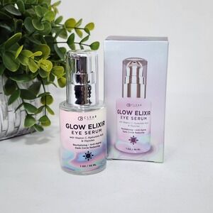 Clear Beauty Glow Elixir Eye Serum with Vitamin C Hyaluronic Acid Peptides 1 oz